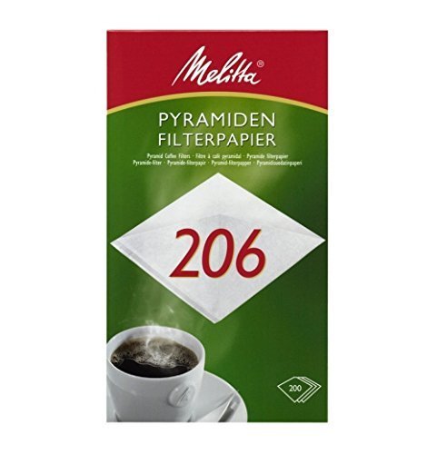 200 x Pyramiden Filterpapier/Kaffeefilter"Melitta 206" (Weiß) von Melitta