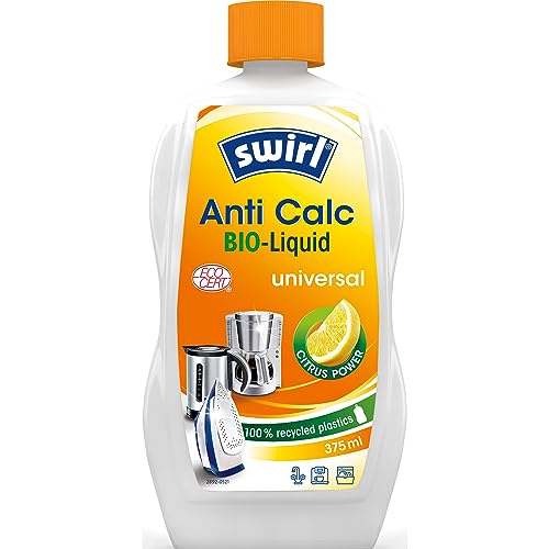 Swirl Anti Calc Bio-Liquid Universal (375ml) mit Citrus Power | Flüssigentkalker reinigt Kaffeemaschinen, Kaffeevollautomaten, Padmaschinen, Wasserkocher, Bügeleisen, Waschmaschinen und Spülmaschinen von Melitta