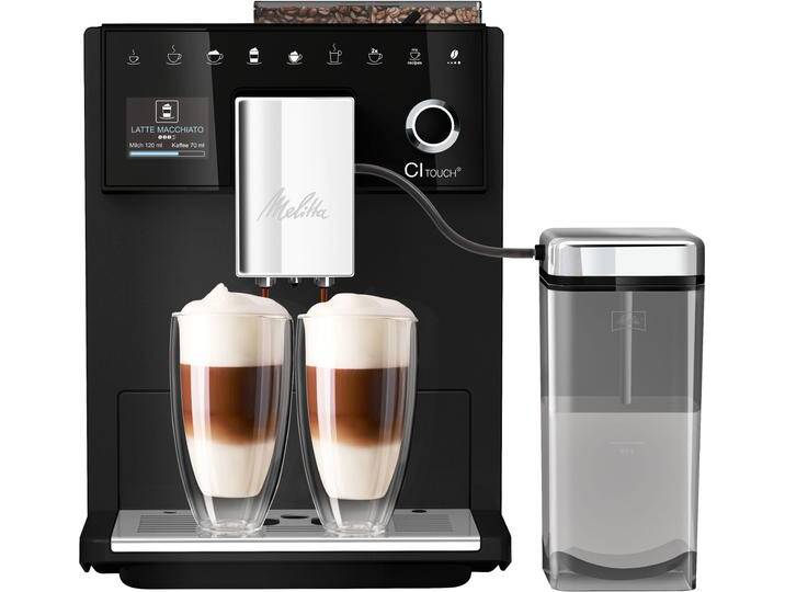 MELITTA Kaffeevollautomat CI Touch F630-111 , schwarz (frosted schwarz), B:25,5cm H:35,2cm T:47,5cm, Kaffeevollautomaten, silber, 10 Kaffeerezepte, 2-Kammern-Bohnenbehäl., One Touch Bedienung von Melitta