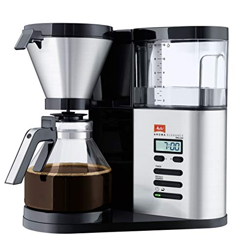 Melitta AromaElegance - Filterkaffeemaschine - mit Glaskanne - Timer Funktion - Tropfstopp - 10 Tassen - Schwarz/Edelstahl (1012-03) von Melitta