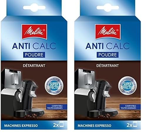 Melitta 178582 Entkalker Kaffeevollautomaten Anti Calc Espresso 2 Pulver Beutel je 40g (2x 40g), Verpackung kann variieren (Packung mit 2) von Melitta