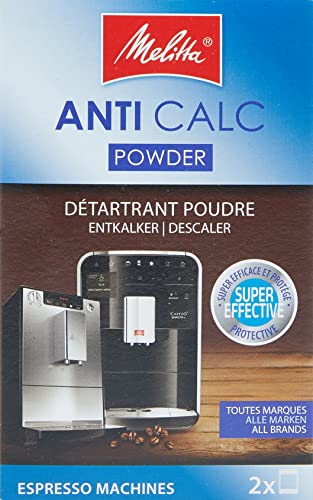 Melitta 178582 Entkalker Kaffeevollautomaten Anti Calc Espresso 2 Pulver Beutel je 40g (2x 40g), Verpackung kann variieren von Melitta