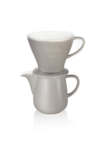 Melitta 6768456 Pour Over Set grau (Kaffeefilter 1x4 + Porzellan Kaffeekanne 0,6 l) Classic Edition von Melitta