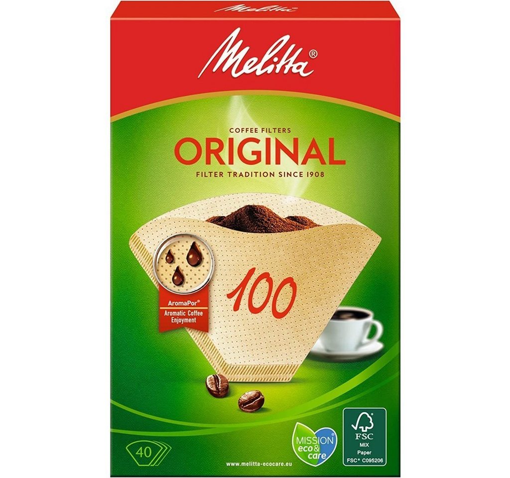 Melitta Akku-Bohrhammer Filtertüte Original 100 naturbraun von Melitta