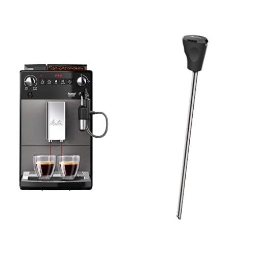 Melitta Avanza F270-100 Kaffeevollautomat mit integriertem Milchsystem, mystic titan + Milchlanze für Kaffeevollautomaten, Edelstahl, Schwarz von Melitta