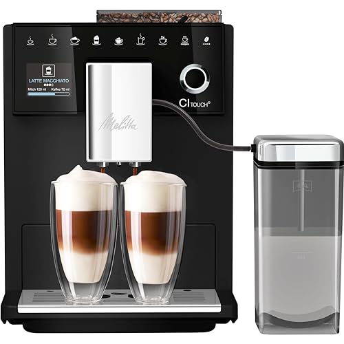 Melitta CI Touch - Kaffeevollautomat - mit Milchsystem - Zweikammer Bohnenbehälter - One Touch Display - 4-stufig einstellbare Kaffeestärke - Frosted black (F630-112) von Melitta