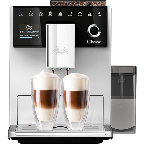 Melitta CI Touch - Kaffeevollautomat - mit Milchsystem - Zweikammer Bohnenbehälter - One Touch Display - 4-stufig einstellbare Kaffeestärke - Silber (F630-111) von Melitta