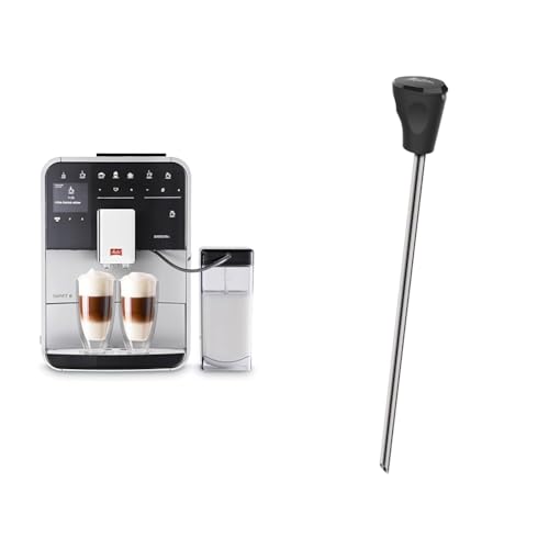 Melitta Caffeo Barista T Smart F830-101, Kaffeevollautomat mit Milchbehälter, Smartphone-Steuerung mit Connect App, Silber/Schwarz + Milchlanze für Kaffeevollautomaten, Edelstahl, Schwarz von Melitta