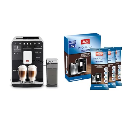 Melitta Caffeo Barista TS Smart F850-102, Kaffeevollautomat mit Milchbehälter, Schwarz & 224562 Filterpatrone für Kaffeevollautomaten | 3x Pro Aqua | Vorbeugung von Verkalkung |3 Patronen von Melitta
