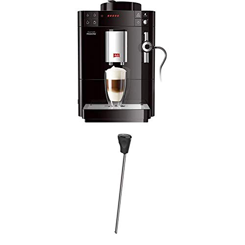 Melitta Caffeo Passione F530-102, Kaffeevollautomat mit Auto-Cappuccinatore-System, Schwarz + Milchlanze für Kaffeevollautomaten, Edelstahl, Schwarz von Melitta