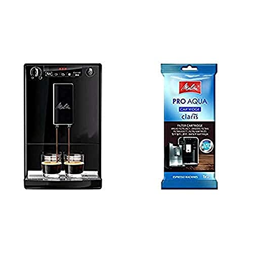 Melitta Caffeo Solo E 950-222 Kaffeevollautomat pure black & 192830 Filterpatrone für Kaffeevollautomaten | Pro Aqua | Vorbeugung von Verkalkung | Einfache Anwendung | 1 Patrone von Melitta