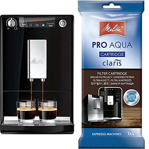 Melitta Caffeo Solo E950-101 Schlanker Kaffeevollautomat mit Vorbrühfunktion/15 Bar/LED-Display/höhenverstellbarer + 192830 Filterpatrone für Kaffeevollautomaten, 1 Patrone von Melitta