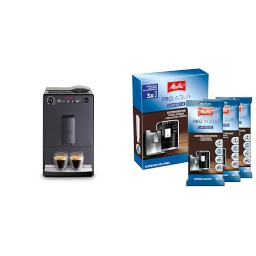Melitta Caffeo Solo - Kaffeevollautomat mit verstellbarem Auslauf & Filterpatronen Pro Aqua (3 Patronen) - Kalkfilter für Kaffeevollautomaten von Melitta