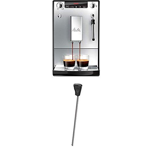 Melitta Caffeo Solo & Milk E953-102, Schlanker Kaffeevollautomat mit Milchschaumdüse, Silber + Milchlanze für Kaffeevollautomaten, Edelstahl, Schwarz von Melitta