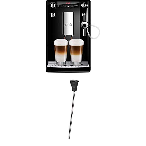 Melitta Caffeo Solo & Perfect Milk E957-101 Schlanker Kaffeevollautomat mit Auto-Cappuccinatore | Automatische Reinigungsprogramme Schwarz + Milchlanze für Kaffeevollautomaten, Edelstahl, Schwarz von Melitta