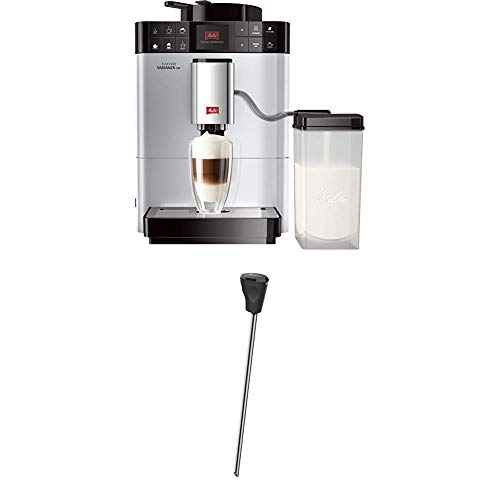 Melitta Caffeo Varianza CSP F570-101, Kaffeevollautomat mit Milchbehälter, One Touch Funktion, Silber + Melitta Milchlanze für Kaffeevollautomaten, Edelstahl, Schwarz von Melitta