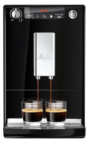 Melitta Solo - Kaffeevollautomat mit höhenverstellbarem Auslauf, kleine Kaffeemaschine mit abnehmbarem Wassertank für z. B. Espresso oder Café Crème, schwarz von Melitta