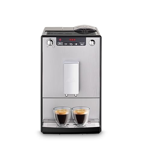 Melitta Caffeo Solo - Kaffeevollautomat - 2-Tassen Funktion - verstellbarer Kaffeeauslauf - 3-stufig einstellbare Kaffeestärke - Silber (E950-103) von Melitta