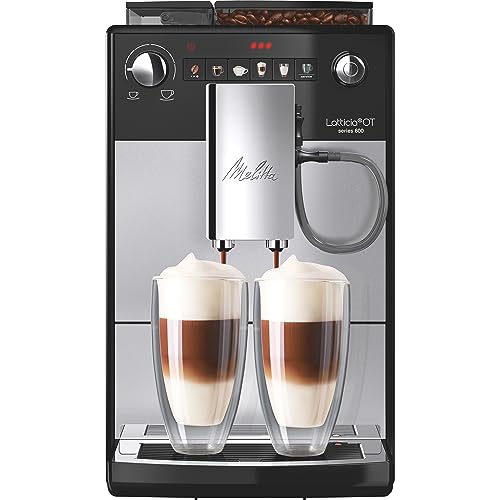Melitta Latticia OT - Kaffeevollautomat mit Milchsystem, Kaffeemaschine mit Mahlwerk für z. B. Kaffee oder Cappuccino, silber/schwarz von Melitta