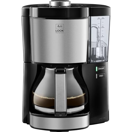 Melitta Look Perfection – Kaffeemaschine mit abnehmbarem Wassertank, Filterkaffeemaschine mit Glaskanne und Tropfstopp, für bis zu 10 Tassen Kaffee, schwarz von Melitta