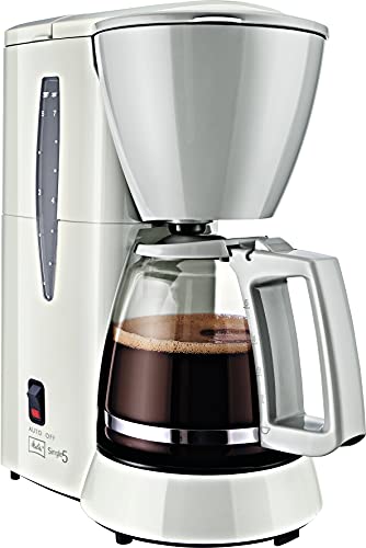 Melitta Single5 - kleine Filterkaffeemaschine - mit Glaskanne - Tropfstopp - 5 Tassen - Weiß (M720WH) von Melitta