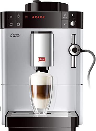 Melitta Passione F530-101 Automatische Kaffeemaschine mit Mühle, Kaffeebohnen, Milchsystem, automatische Reinigung, personalisierbar, 15 bar, silberfarben (generalüberholt) von Melitta