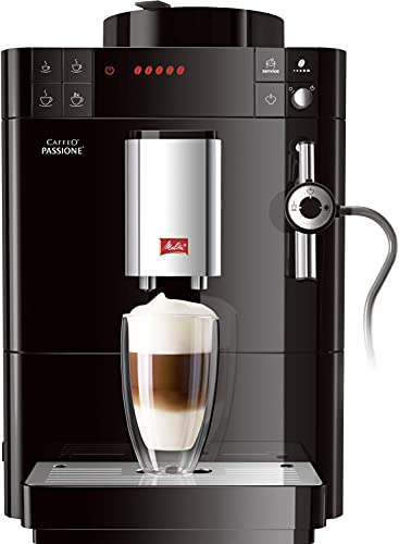 Melitta Passione F530-102 Automatische Kaffeemaschine mit Mühle, Kaffeebohnen, Milchsystem, automatische Reinigung, personalisierbar, 15 bar, Schwarz (generalüberholt) von Melitta