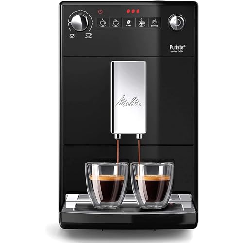 Melitta Purista - Kaffeevollautomat mit Lieblingskaffee-Funktion, Kaffeemaschine mit Mahlwerk und 3-stufig einstellbarer Kaffeestärke, für Kaffee und Espresso, schwarz von Melitta
