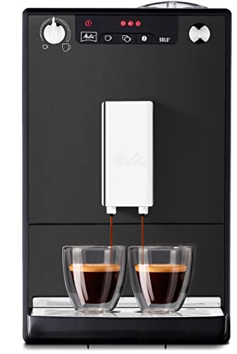 Melitta Solo - schlanker Kaffeevollautomat mit Energiesparmodus, Kaffeemaschine mit Mahlwerk und abnehmbarem Wassertank, für Kaffee oder Espresso, matt schwarz von Melitta