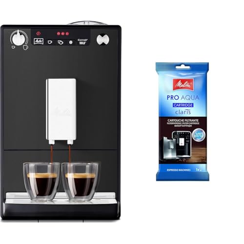 Melitta Solo Kaffeevollautomat E 950-444 frosted, Matt Schwarz & 192830 Filterpatrone für Kaffeevollautomaten | Pro Aqua | Vorbeugung von Verkalkung | Einfache Anwendung | 1 Patrone von Melitta