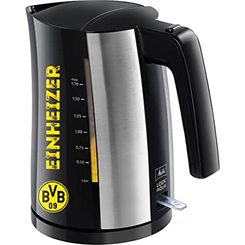 Wasserkocher - MELITTA - Look Aqua BVB Fan Edition 1026-02 BK SST, mit automatischer Endabschaltung, verdecktem Heizelement und Überhitzungsschutz, 1,7 L, 2400 W, Schwarz von Melitta