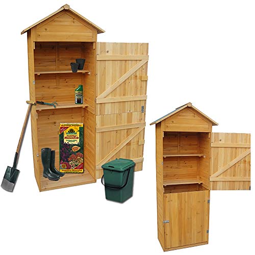 Melko XXL Gerätehaus Geräteschuppen Gartenschrank mit Spitzdach, aus Holz, 79 x 49 x 190 cm, Geräteschrank Gartenhaus von Melko