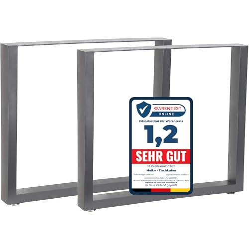 Melko 2X Tischkufen 80 x 72 cm Tischbeine Esstisch Tischuntergestell Industrielook Stützfuß inkl. Bodenschoner von Melko