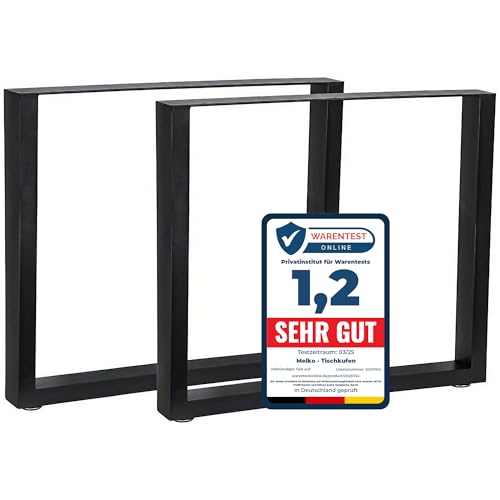 Melko 2X Tischkufen aus Vierkantrohr 80 x 72 cm Tischbeine Industrielook Tischuntergestell inkl. Bodenschoner von Melko