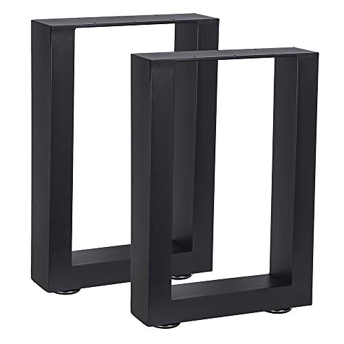 Melko 2er Set Tischkufen aus Vierkantprofilen 30 x 43 cm Tischuntergestell Tiefschwarz Tischbeine Industriedesign inkl. Bodenschoner von Melko