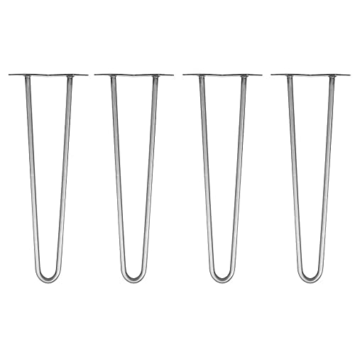 Melko 4 Stück Hairpin Legs Haarnadel Tischbeine aus 12 mm Stahl Tischfuß inkl. Bodenschoner, Höhe 36 cm, Stahl, 3 Streben von Melko