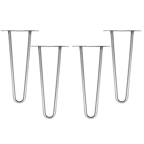 Melko 4 Stück Hairpin Legs Haarnadel Tischbeine aus 12 mm Stahl Tischfuß inkl. Bodenschoner | Höhe 10 cm, 2 Streben, Stahl von Melko
