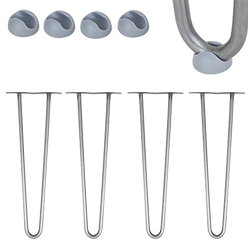 Melko 4 Stück Hairpin Legs Haarnadel Tischbeine aus 12 mm Stahl Tischfuß inkl. Bodenschoner | Höhe 20 cm, 2 Streben, Stahl von Melko