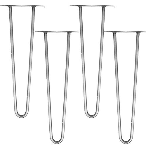 Melko 4 Stück Hairpin Legs Haarnadel Tischbeine aus 12 mm Stahl Tischfuß inkl. Bodenschoner | Höhe 86 cm, 2 Streben, Stahl von Melko