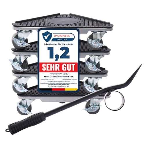 Melko 7-TLG. Möbeltransport Set Möbelheber mobiler Umzughelfer Möbelrollen Möbelgleiter bis 1050 kg Rot von Melko