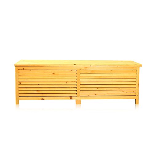 Melko Auflagenbox Kissenbox Gartenbox mit klappbarem Deckel, regenfest, aus Holz, 46 x 140 x 52 cm, Gartentruhe Holztruhe von Melko