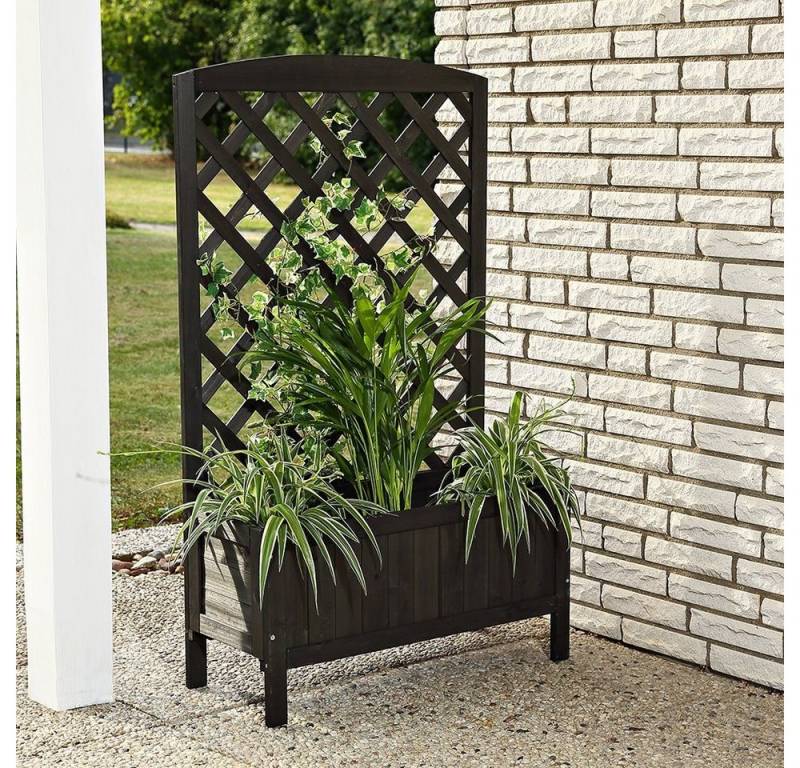 Melko Blumenkasten Rankkasten Blumenkasten Rankgitter Holz Schwarz 72x30x120 cm (Stück), Langlebig von Melko