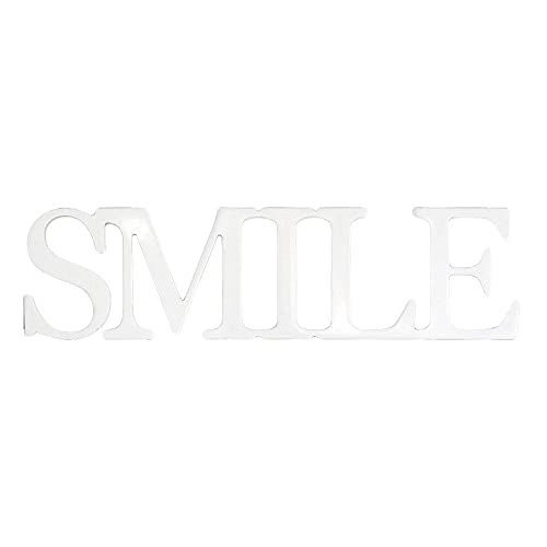 Melko Dekoschild SMILE in Weiß 29 cm Aufsteller 3D MDF Holz Dekoration Wandbild Holzschriftzug Tischdeko von Melko