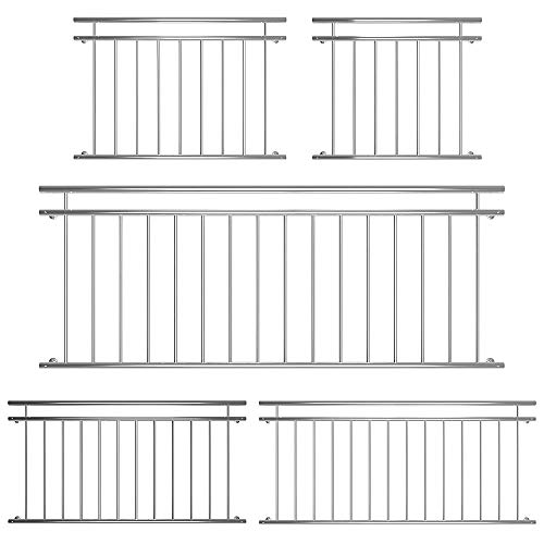 Melko Edelstahl Balkongeländer französischer Balkon 90x184 cm Terrassengeländer V2A Fenstergeländer außen von Melko