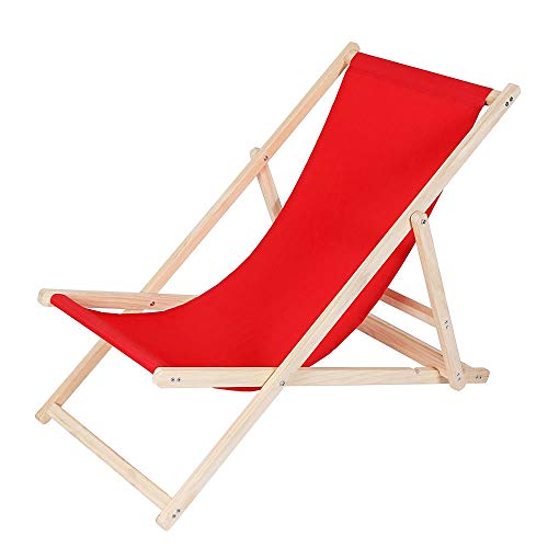 Melko Faltliege Camping Liegestuhl klappbar Stuhl aus Holz ohne Armlehne Klappliegestuhl Rot von Melko