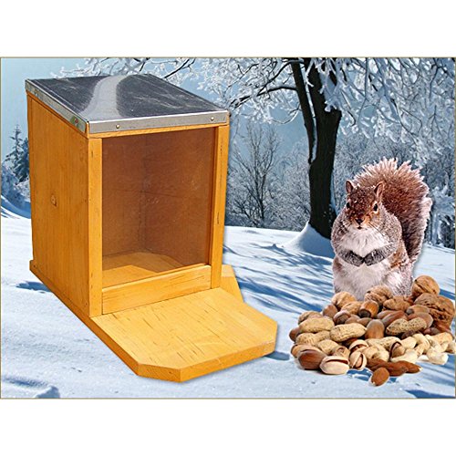 Melko Futterhaus Eichhörnchen Futterautomat Futterstation Holz Plexiglas Zinkdach von Melko