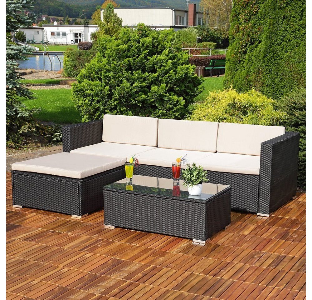 Melko Gartenlounge-Set Gartengarnitur Lounge Polyrattan 5tlg. Sitzgruppe Gartenset, (Set), Schraub-Ausgleich-Standfüße von Melko