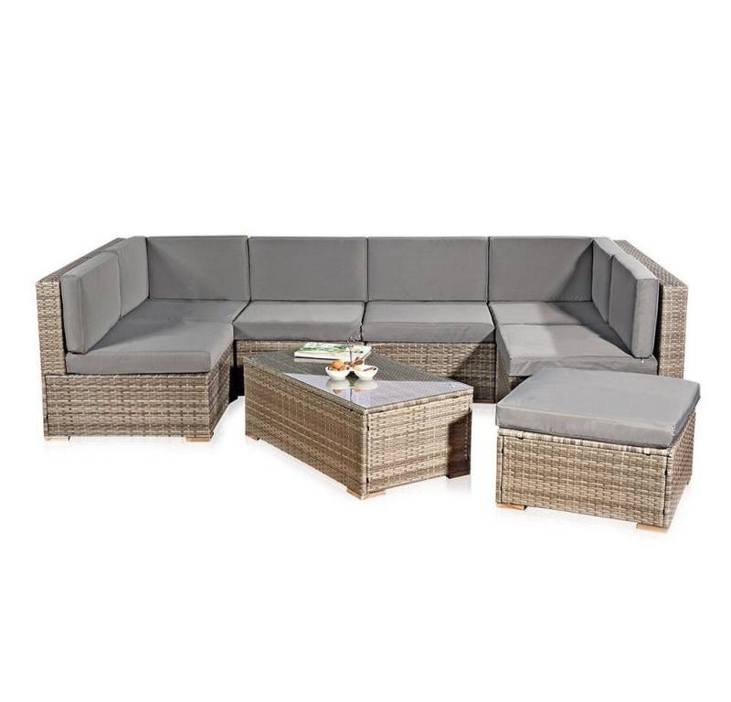 Melko Gartenlounge-Set Sitzgruppe Gartenlounge Sitzgarnitur Set aus Polyrattan XXL Lounge, (Set, 8-tlg., Lounge), Kissen inkl. Reißverschluss, daher abnehm- und waschbar von Melko