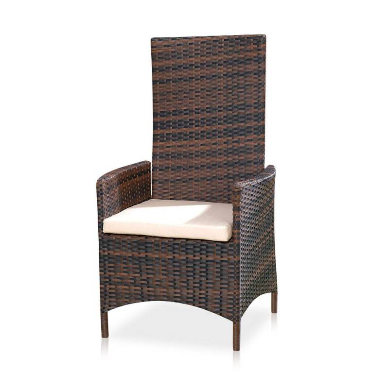 Melko Gartenstuhl Ruhesessel Loungestuhl Sitzmöbel in Braun aus Polyrattan (Stück), Kissen inkl. Reißverschluss, daher abnehm- und waschbar von Melko