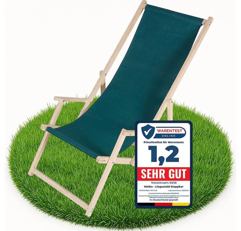 Melko Gartenstuhl Strandliege Liegestuhl Gartenliege Holz Freizeitliege Campingliege (Stück, 1 St), Inkl. Sicherung gegen ungewolltes Zusammenklappen von Melko
